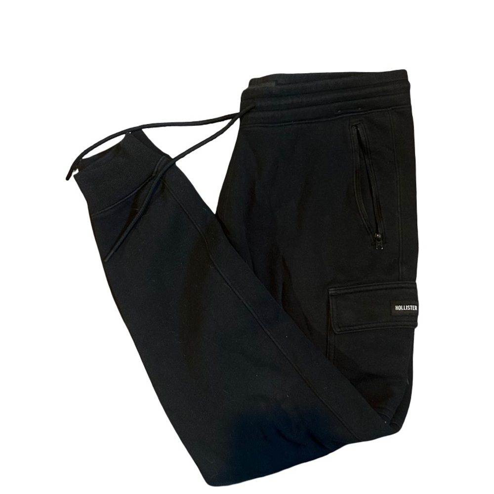 Y2K Hollister Men's Black Cargo Pants Closed Bottom LT